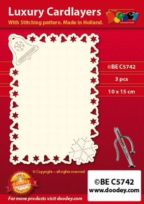 Luxe oplegkaart met borduurpatroon bel sneeuwvlok  A6