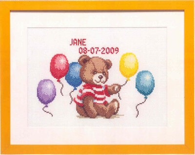 Geboortetegel beer met ballonnen