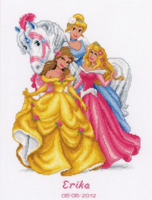 Borduurpakket geboortetegel Disney Prinsessen