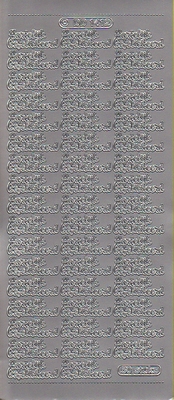 Stickervel Hartelijk Gefeliciteerd zilver  10 x 23 cm