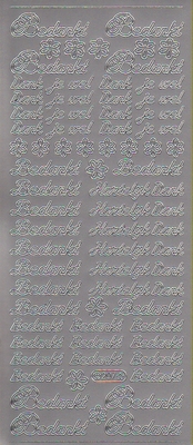 Stickervel Text zilver  10 x 23 cm