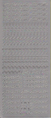 Stickervel Cijfers & Tekst goud  10 x 23 cm