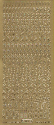Stickervel Cijfers goud  10 x 23 cm