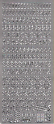 Stickervel Cijfers zilver  10 x 23 cm