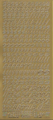Stickervel Letters & Cijfers goud  10 x 23 cm