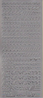 Stickervel Letters & Cijfers zilver  10 x 23 cm