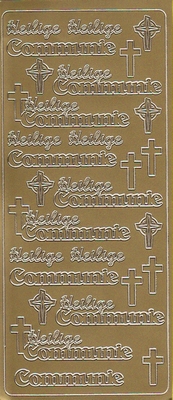 Stickervel communie goud  10 x 23 cm