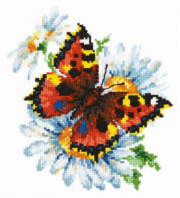 Borduurpakket Butterfly and daisies - Chudo Igla