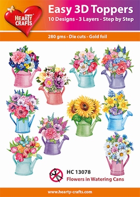 Easy 3D-Toppers, Flowers in Watering Can
