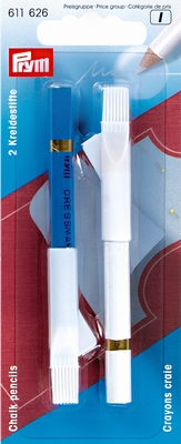 Krijtpotloden met borsteltje, wit/blauw, 11 cm
