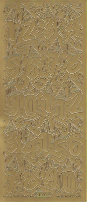 Sticker vel Verjaardag Cijfers goud  10 x 23 cm