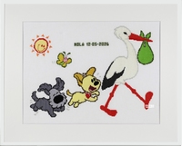 Borduurpakket Woezel en Pip kids geboorte met de ooienvaar 